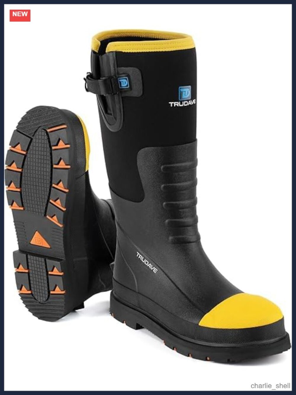 Trudave Steel Toe Rubber Boots Men Waterproof Non-Slip Work Boots